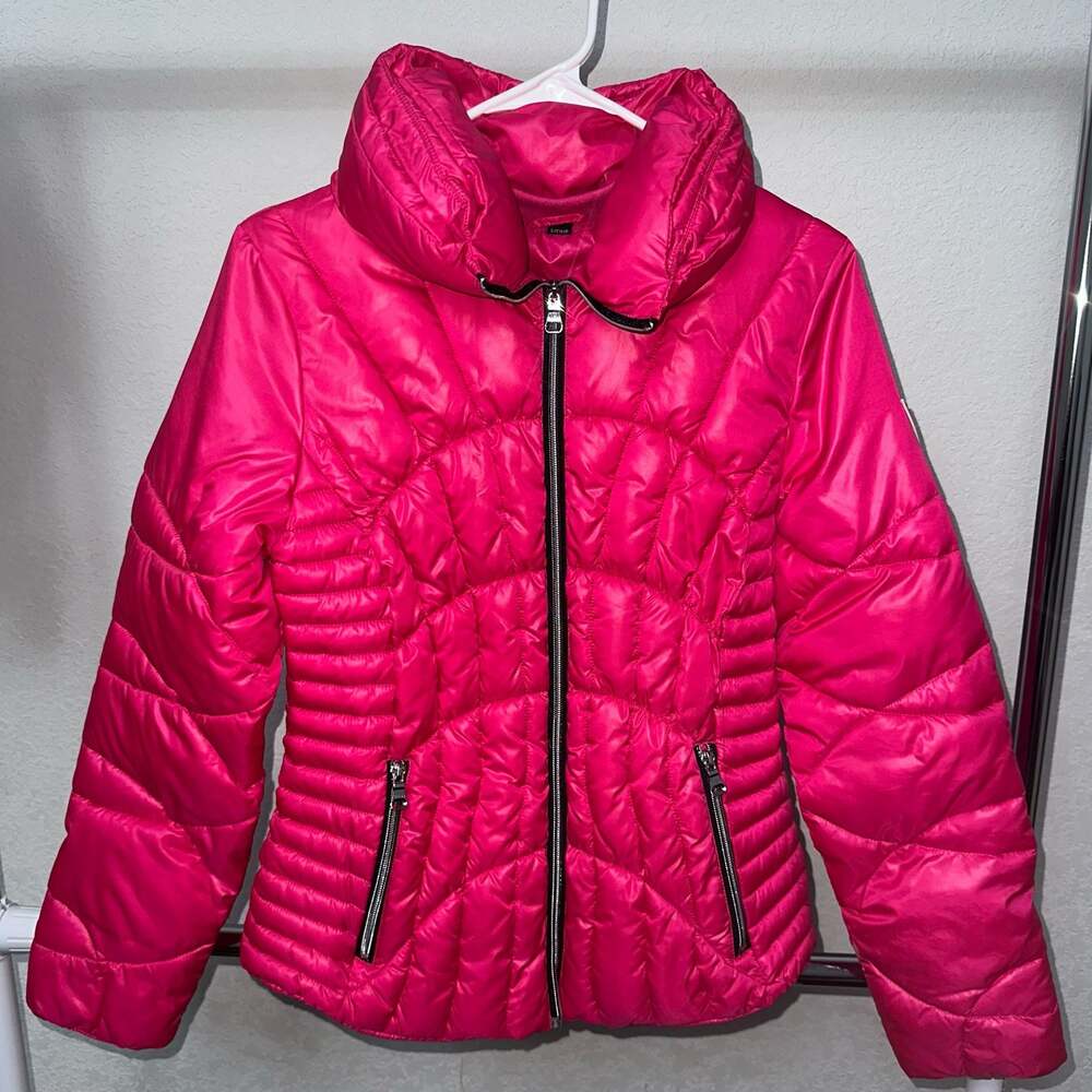 Guess Women's Magenta Pink Quilted Puffer Jacket Coat Size Small